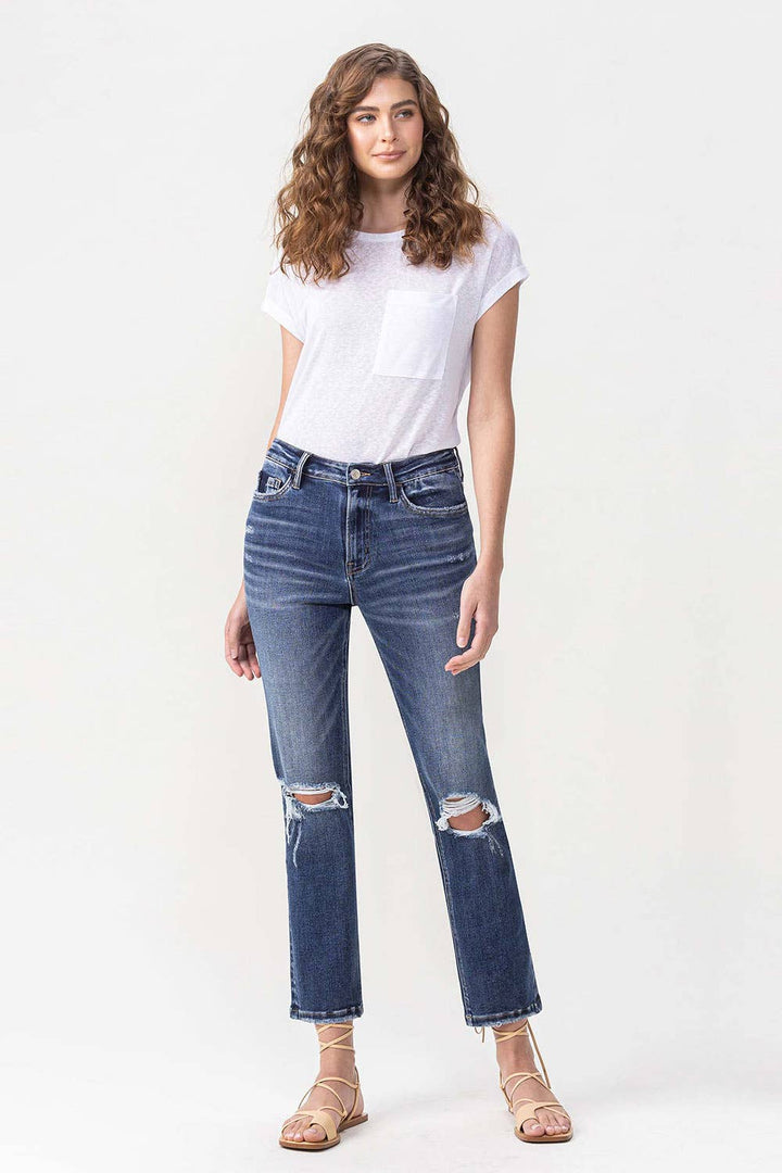 VINTAGE HIGH RISE STRETCH CROP STRAIGHT JEAN -Solidarity