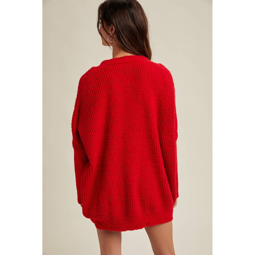 Susan red brushed cardi