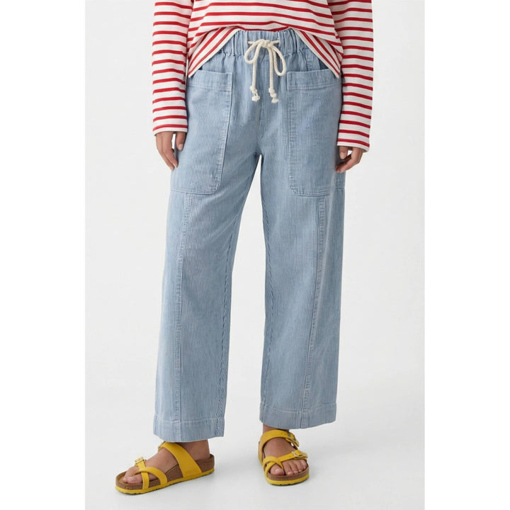 Denim Stripe drawstring pants