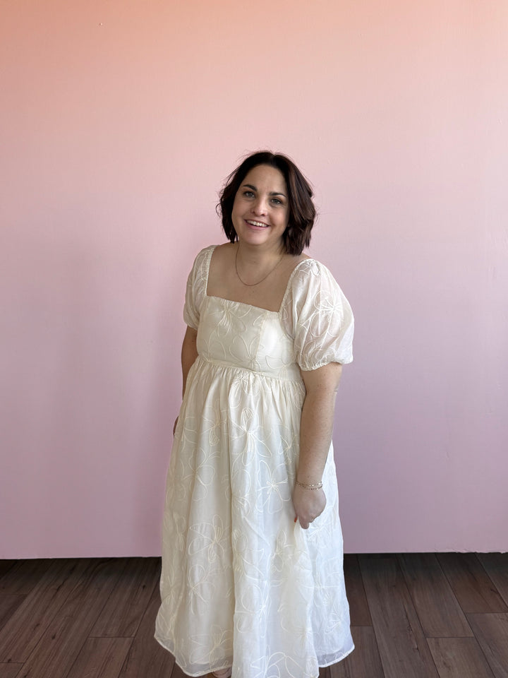 White Lotus Embroidered dress