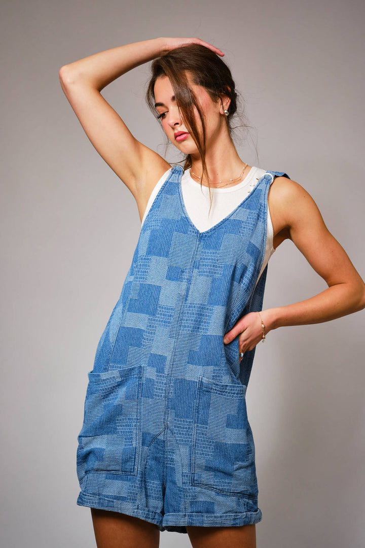 Patchwork Chambray Romper