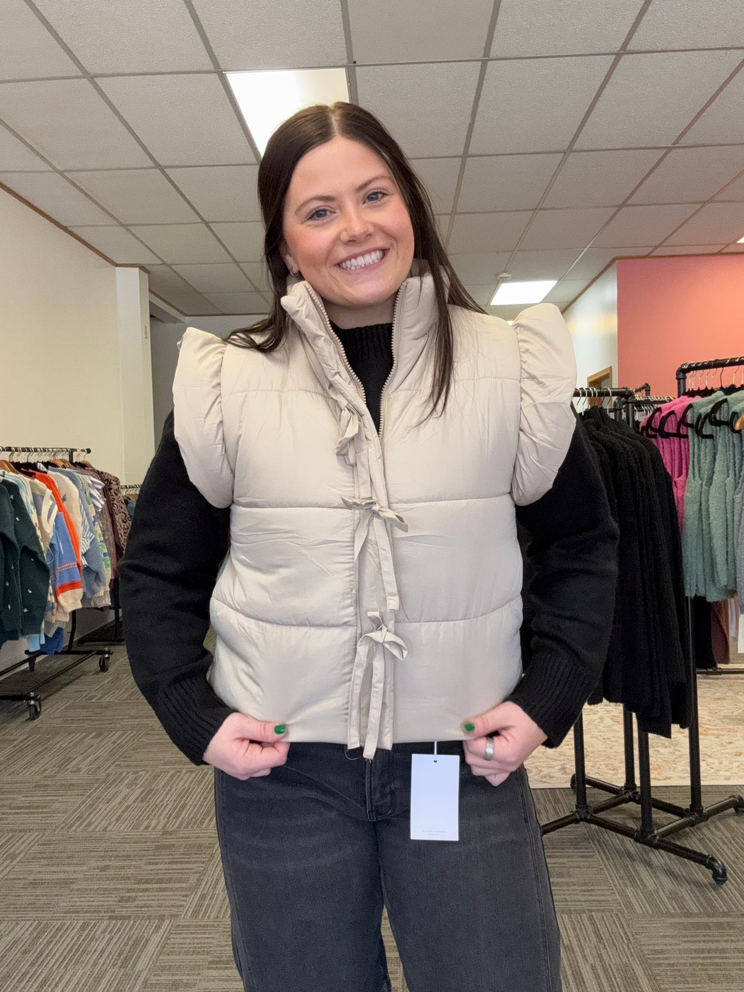 Ellie flutter sleeve puff vest