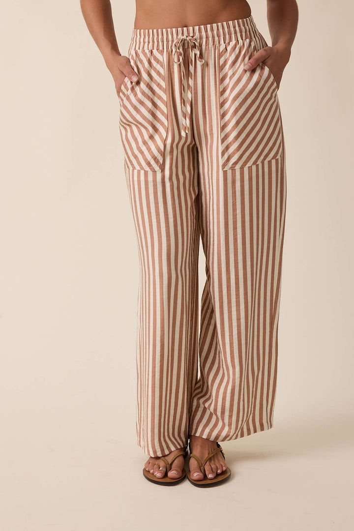STRIPED PANTS WITH DRAWSTRING