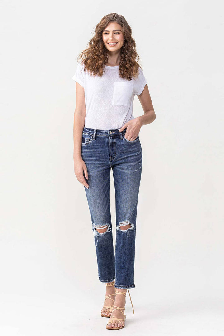 VINTAGE HIGH RISE STRETCH CROP STRAIGHT JEAN -Solidarity