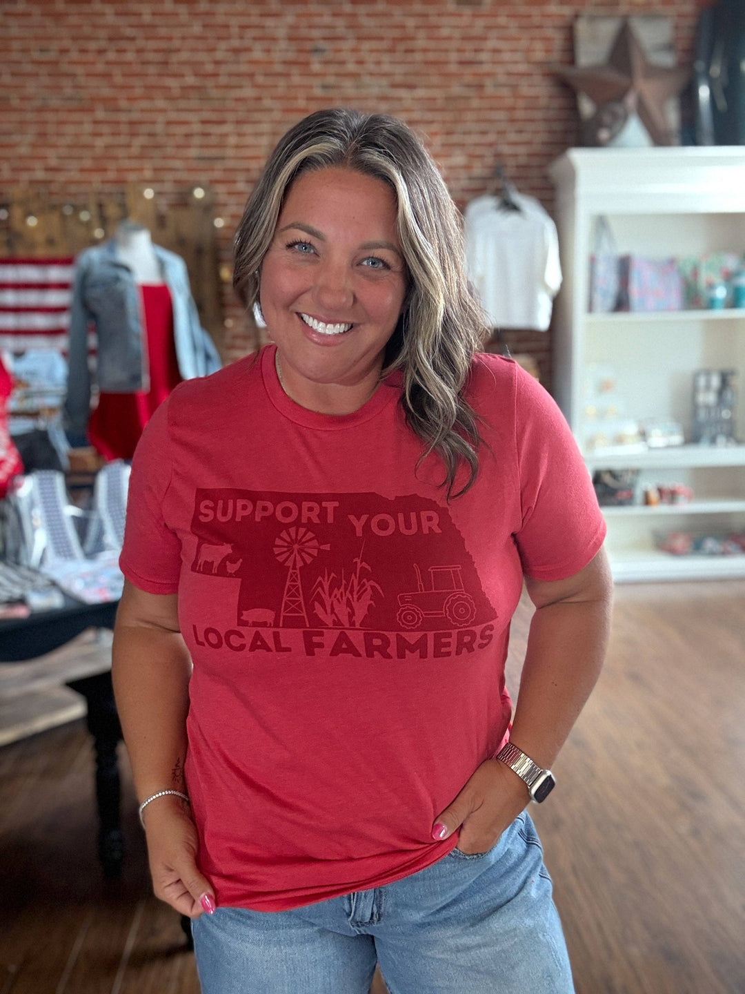 Tonal Support Your Local Farmer Tee-Nebraska