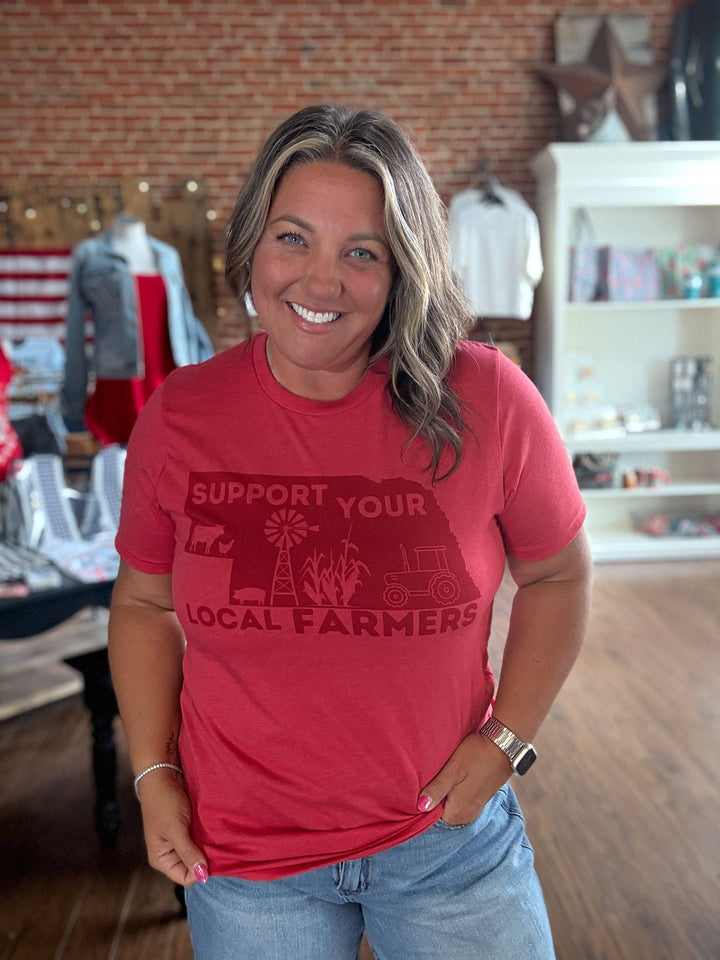 Tonal Support Your Local Farmer Tee-Nebraska