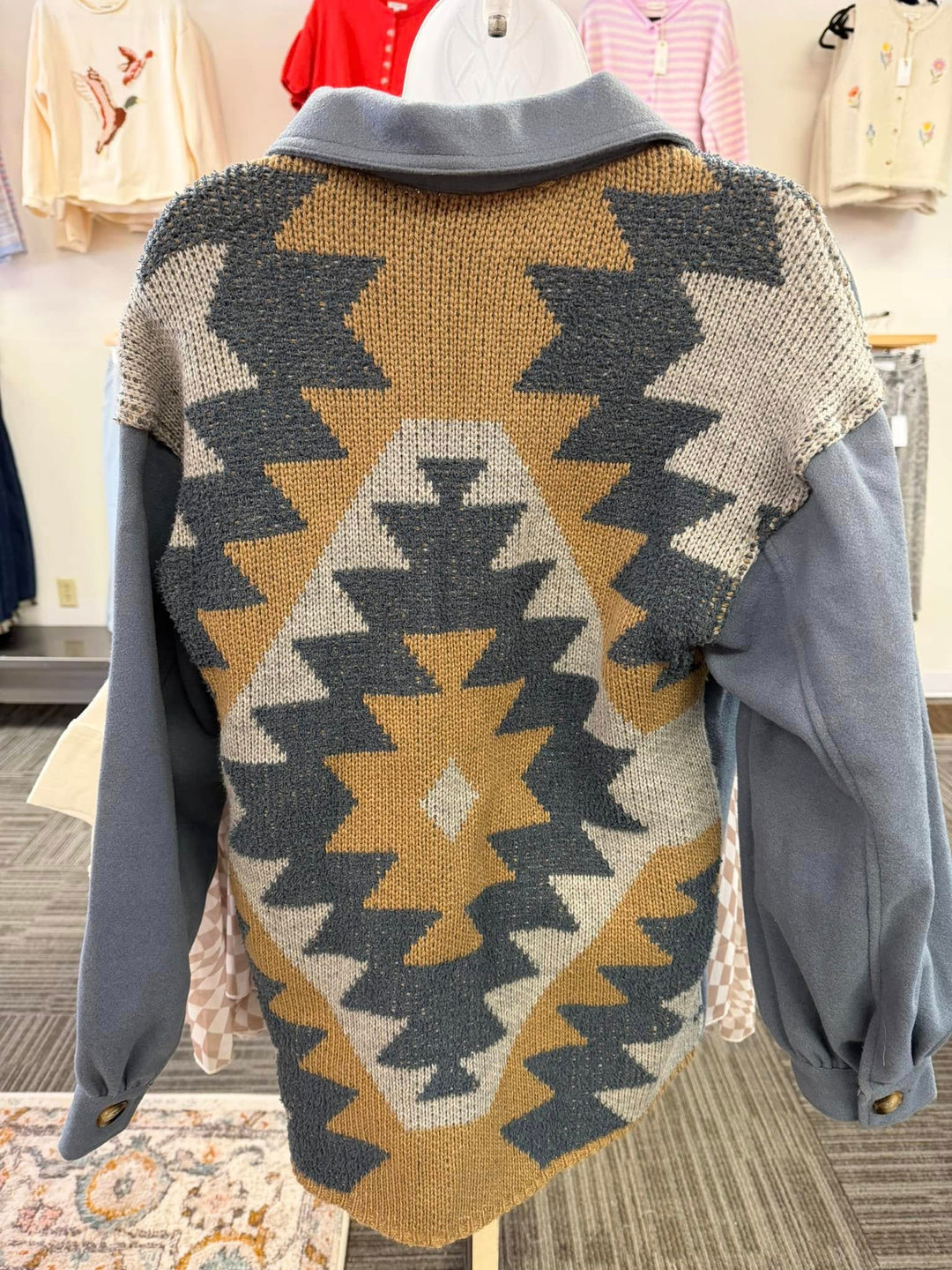 blue aztec jacket
