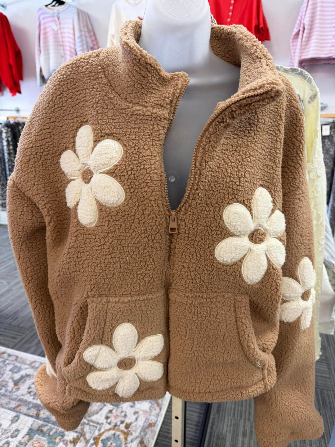 floral fleece jacket