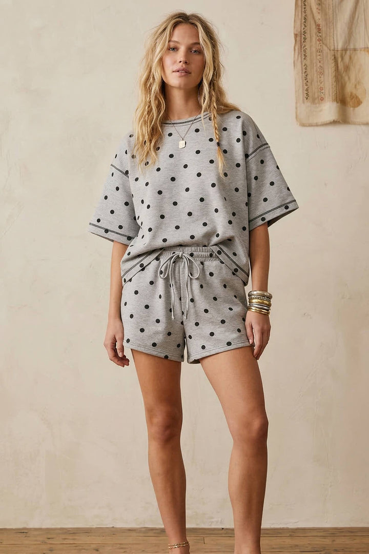 Polka Dot Heavy Scuba Top and Shorts Set
