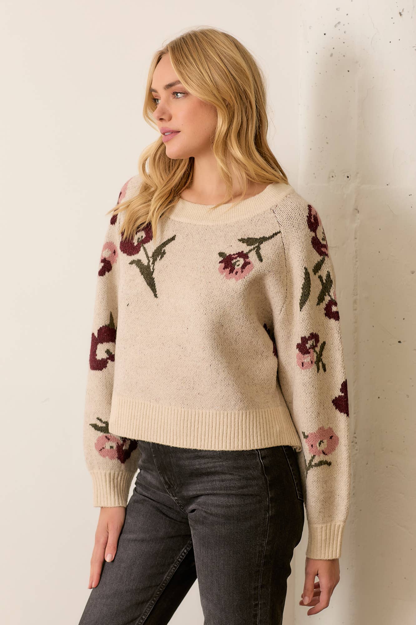 LYLA PRINTED FLORAL SWEATER