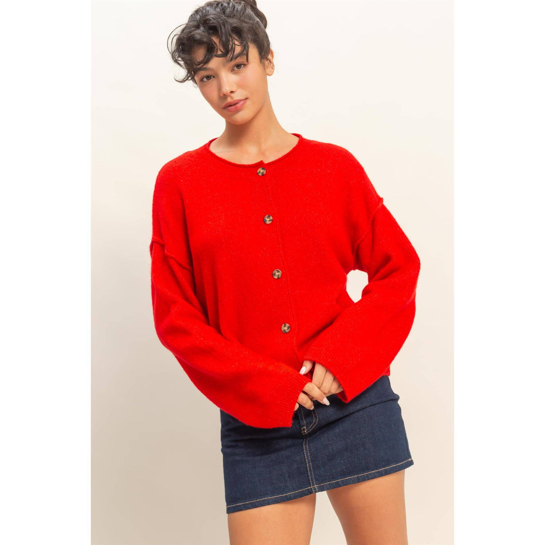 Ruby Red button down cardigan
