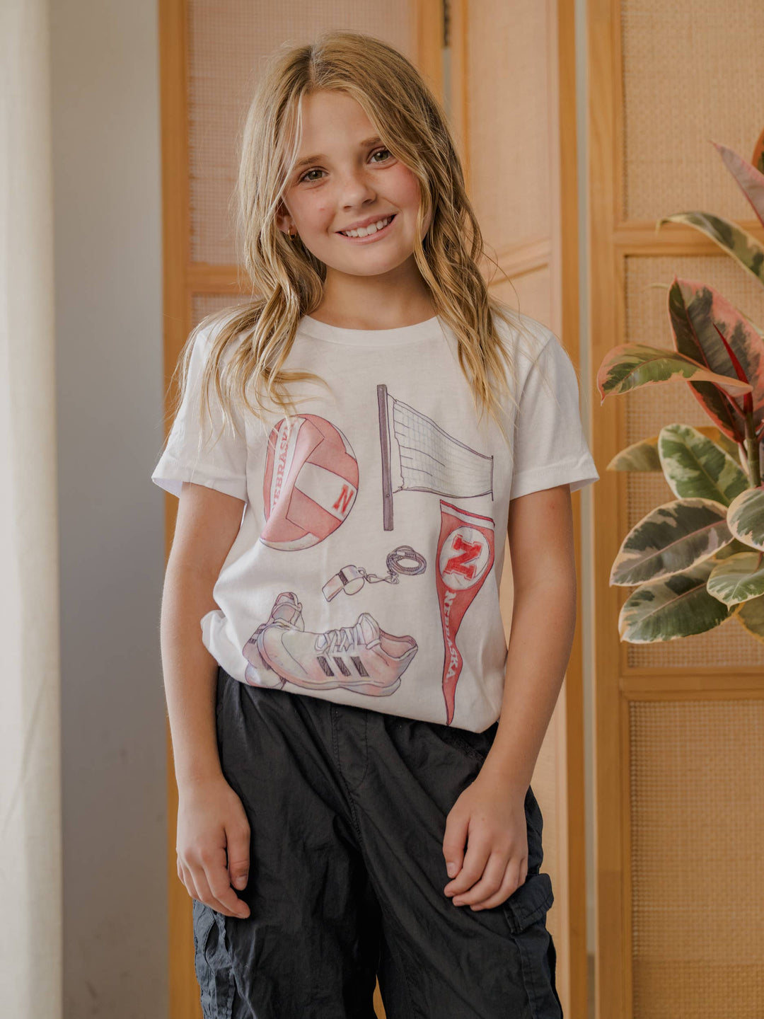 Children's Nebraska Huskers Volleyball Memorabilia White Tee