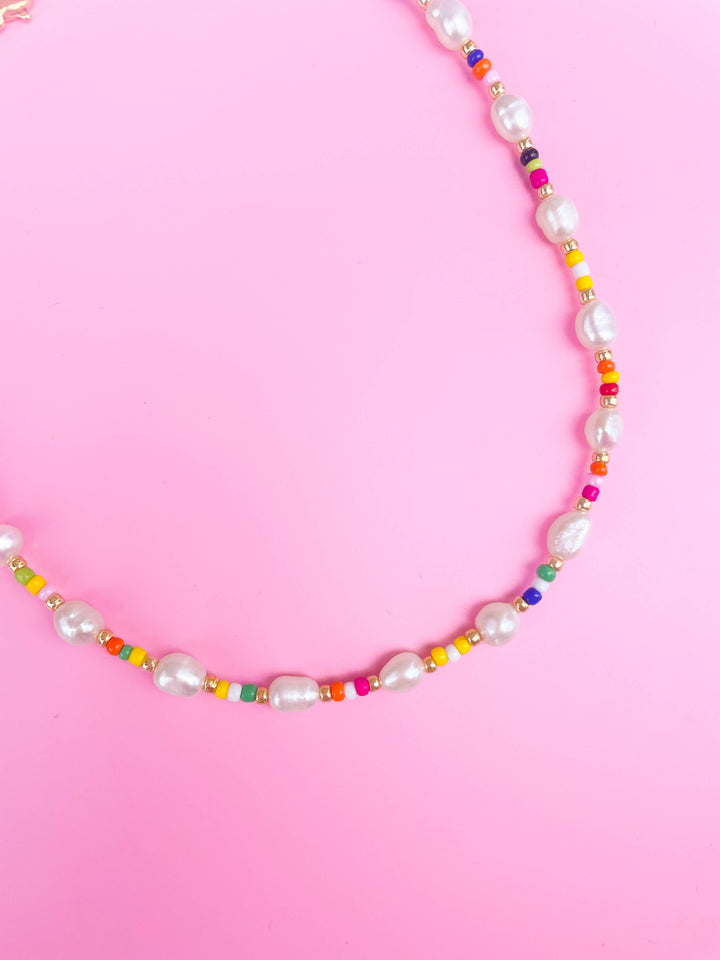 Multi-Pearl Rainbow Bead Necklace