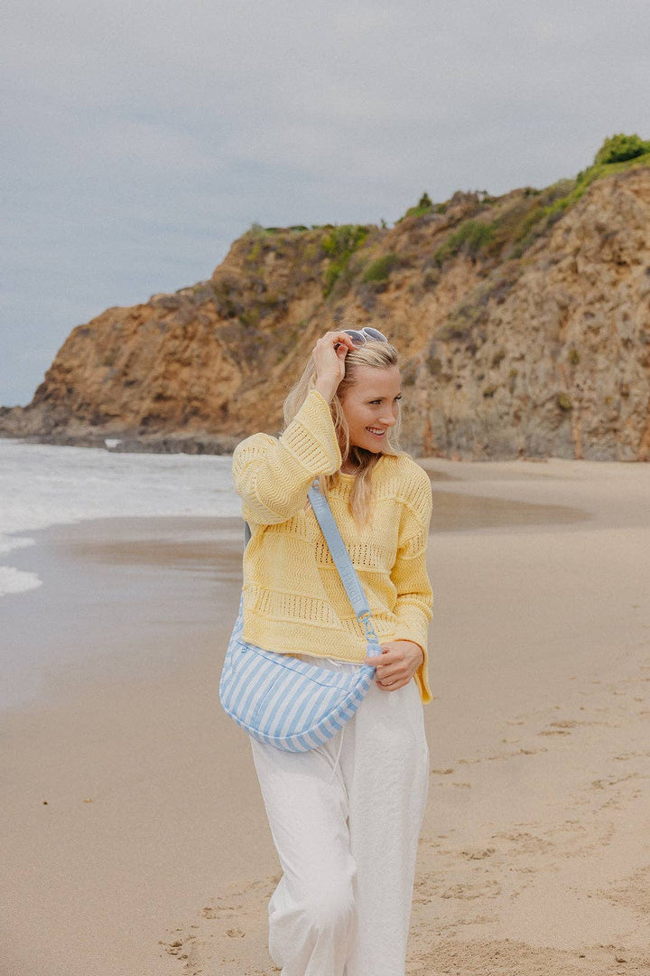 Harbor Stripe Crescent Bag|Brixley