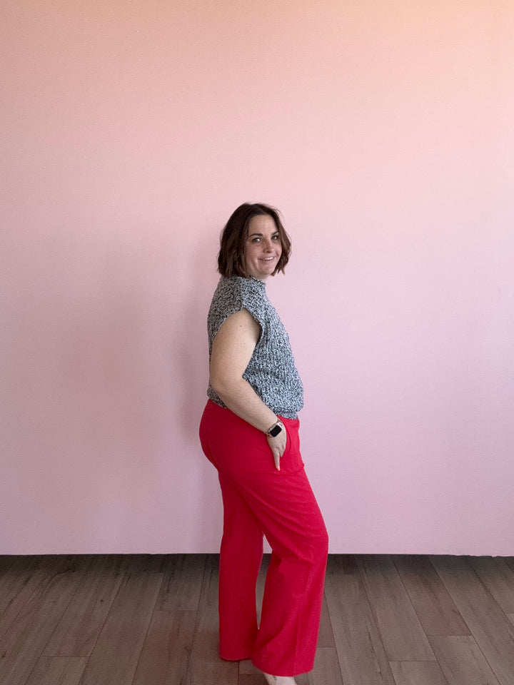 RED, RED, RED PULL ON CROP PANTS