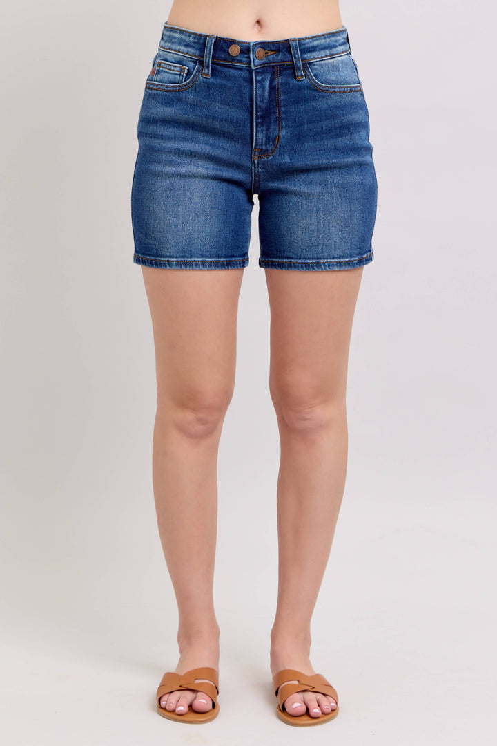 High Waisted 2 Button Mid Length Short