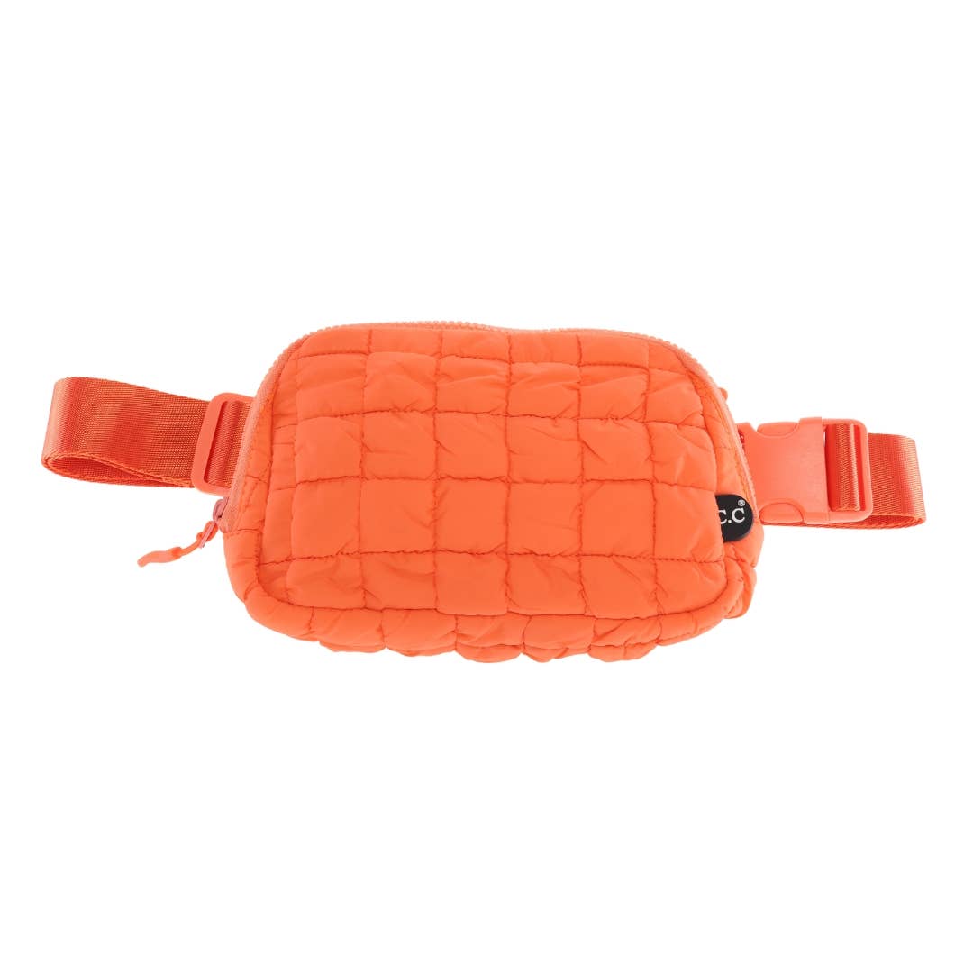 Quilted Puffer C.C Belt Bag -Red