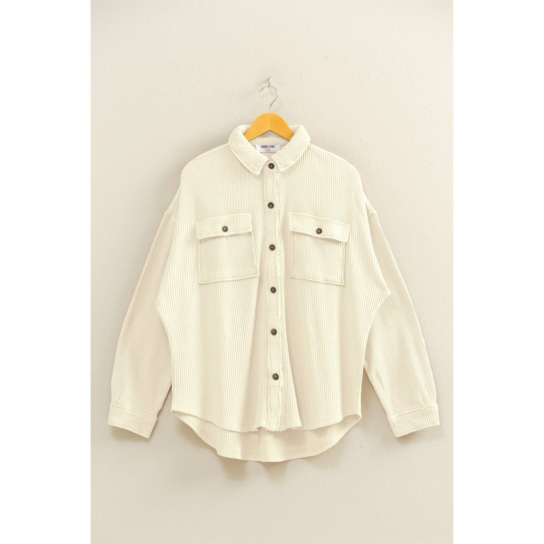 Cream Waffle oversized shacket