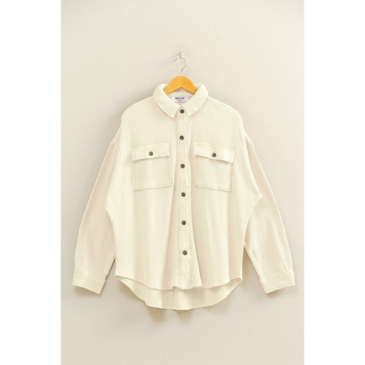Cream Waffle oversized shacket