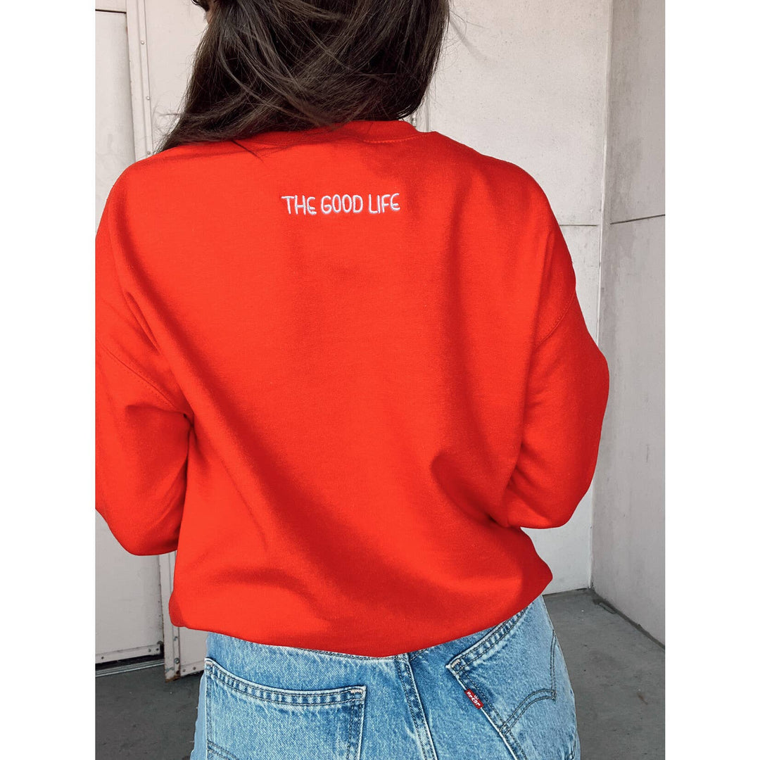 Red Nebraska Corn Embroidered Crewneck