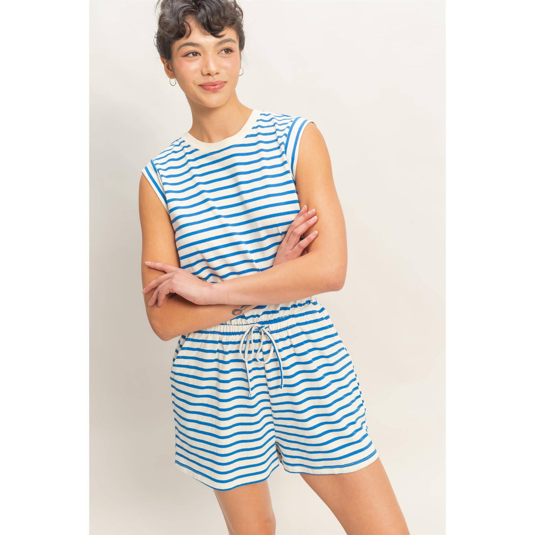 Stassi Sleeveless Drawstring Romper