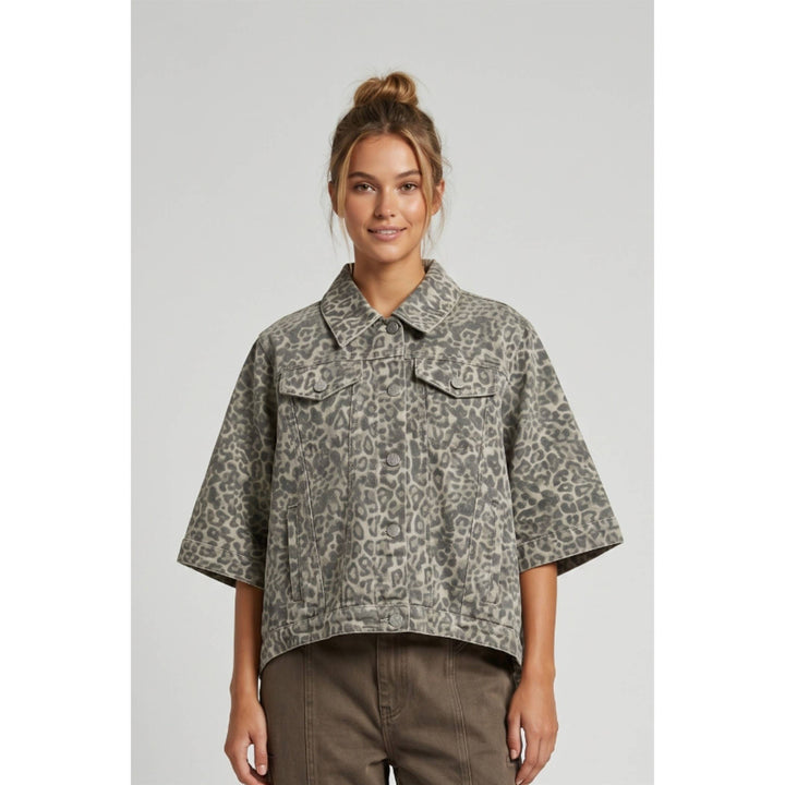 Leopard cotton cape jacket