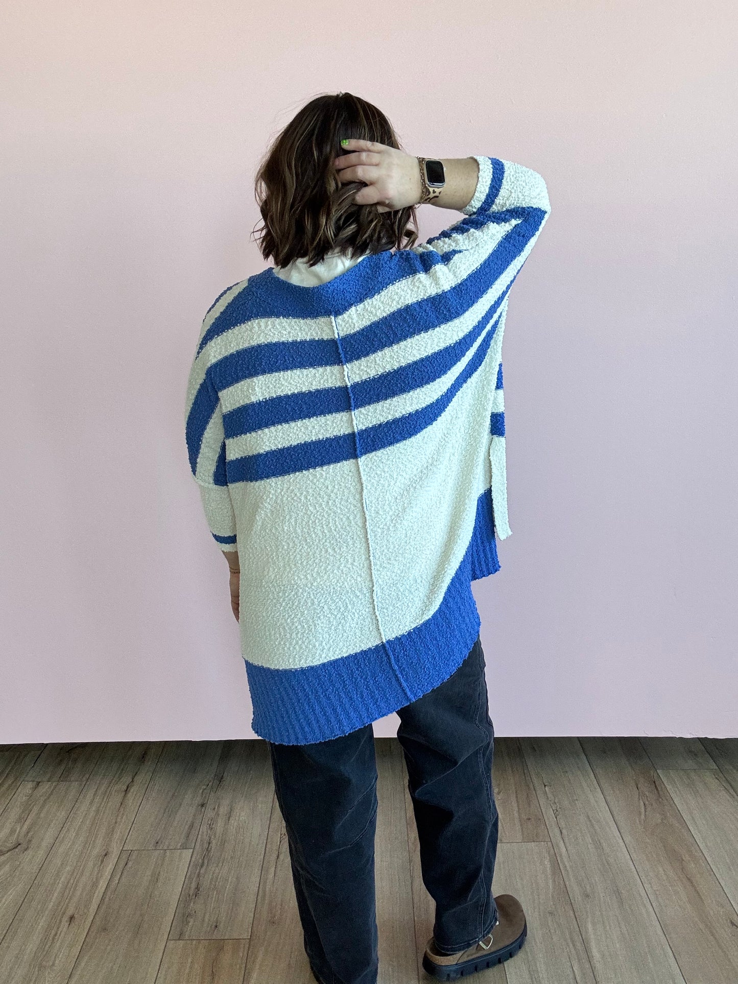 Blue Sally Striped Cardigan