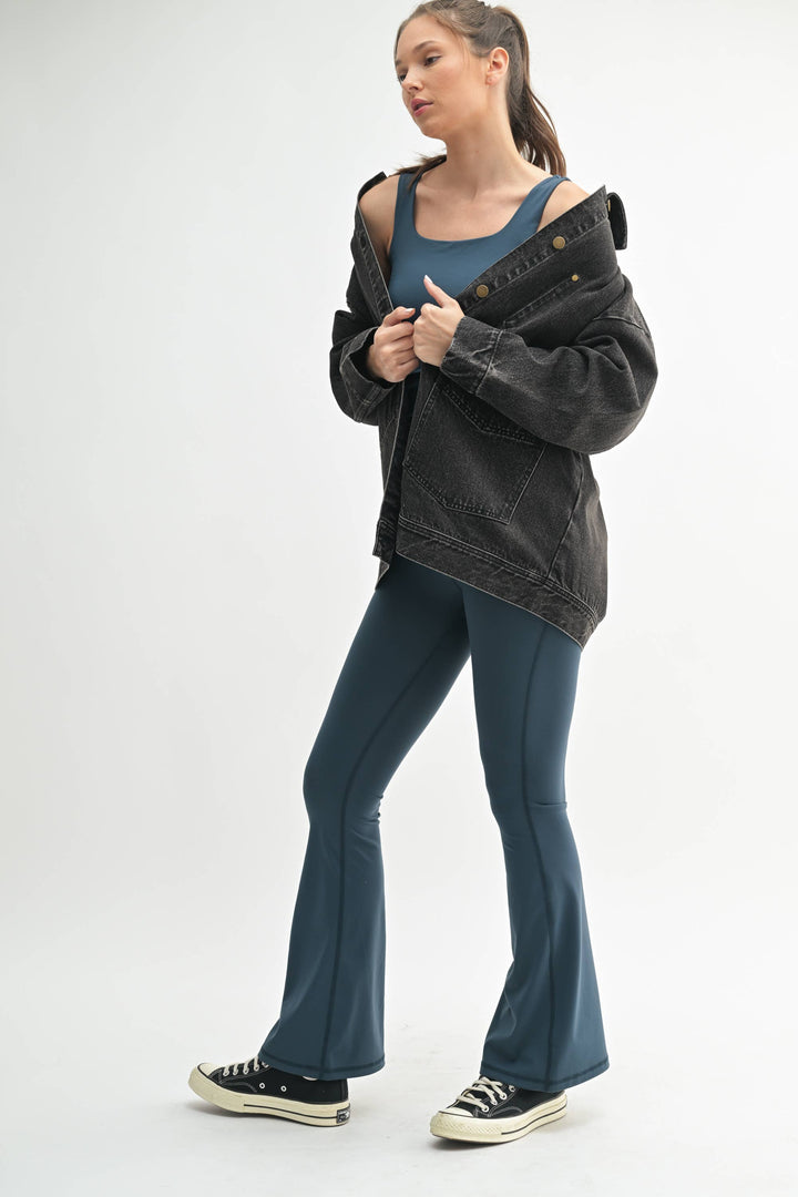 Boxy-Cut Denim Jacket: CHARCOAL