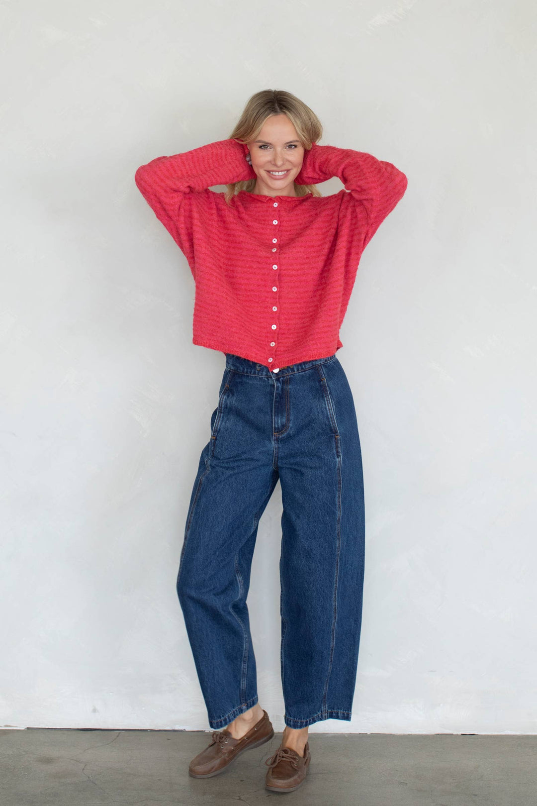 Piper Cardigan - Cherry Red Stripe