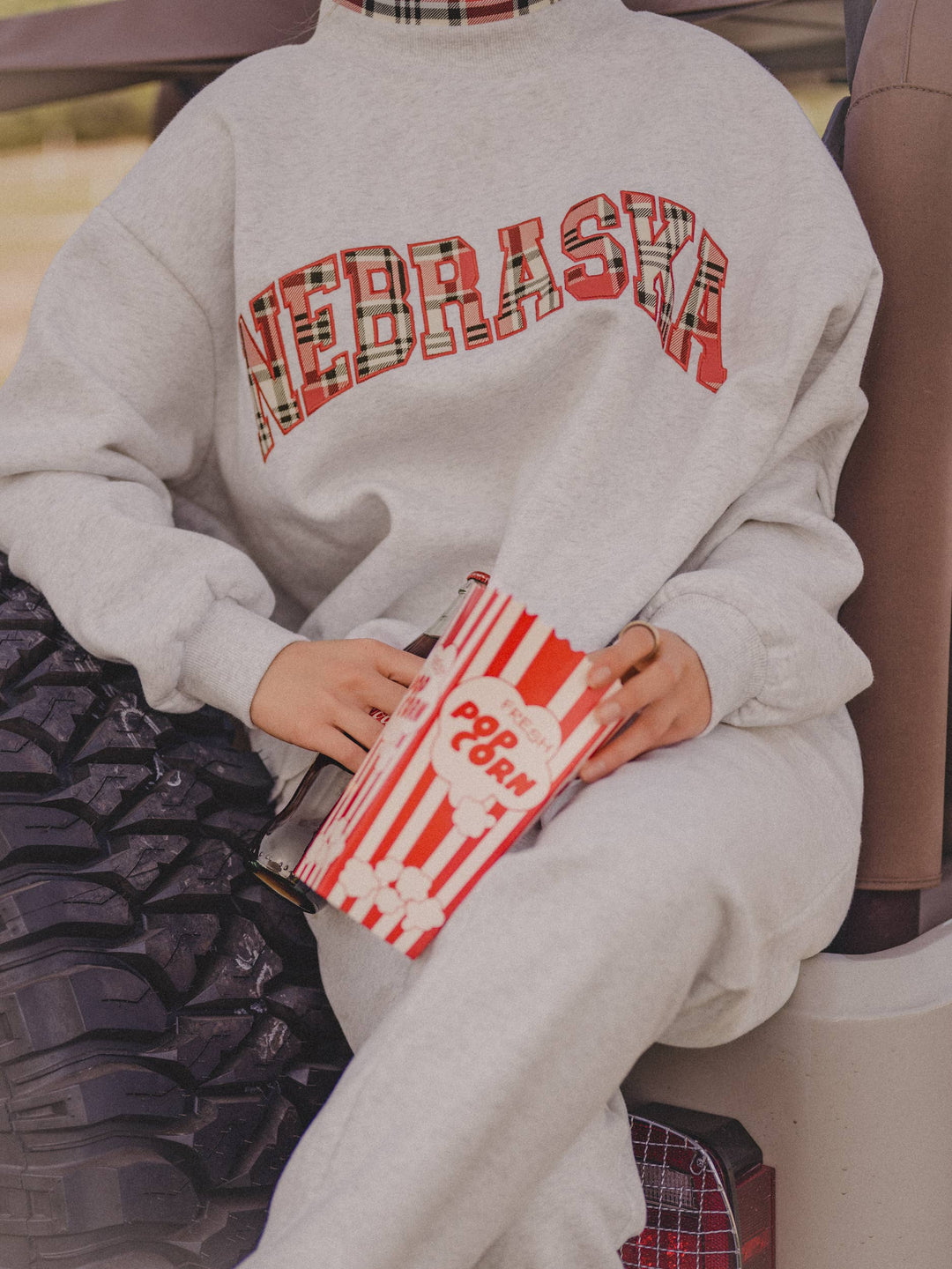 Nebraska Huskers Varsity Plaid Gray Mock Neck Sweatshirt