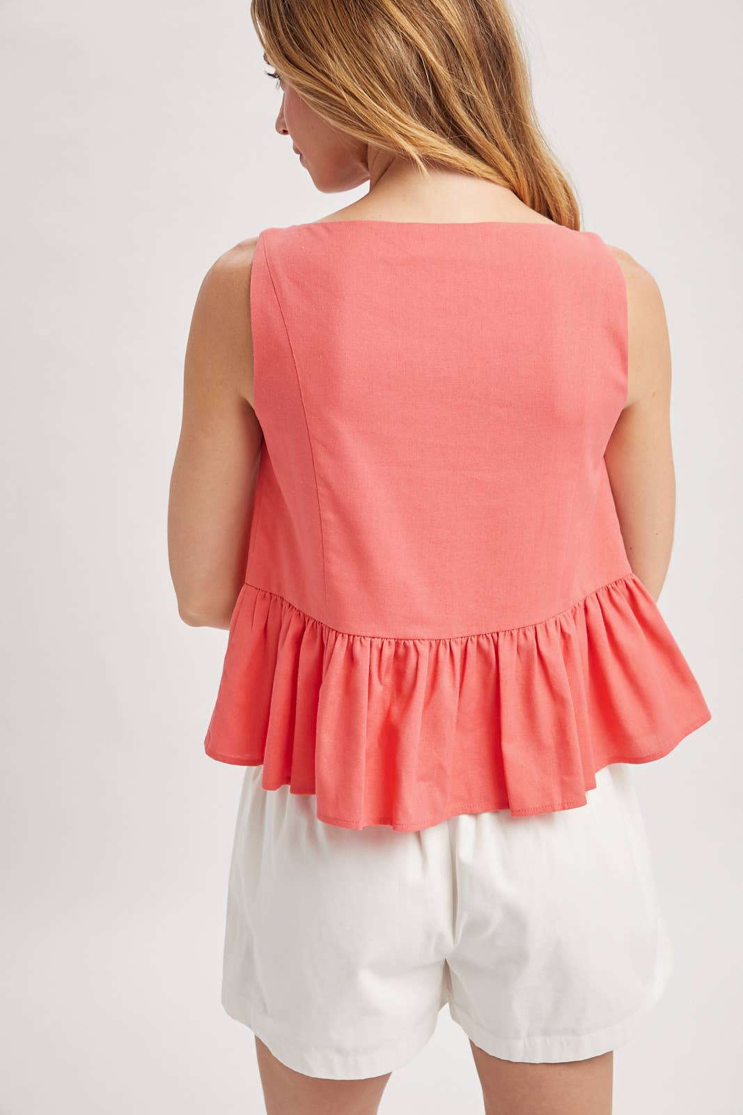 PEPLUM BUTTON-UP TOP