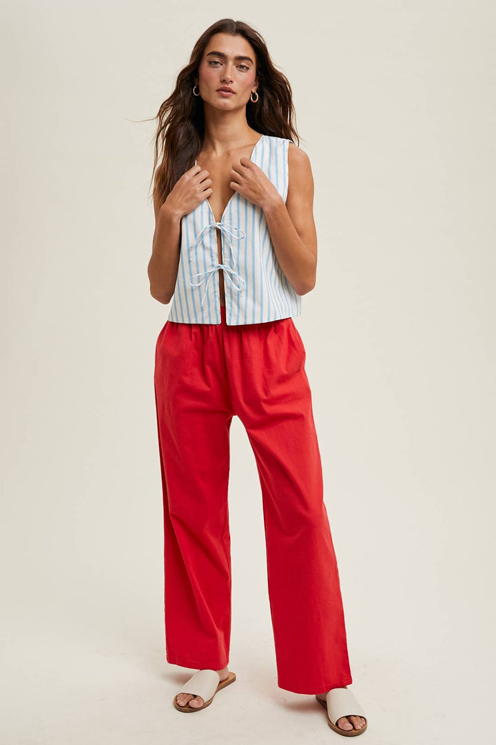 RED, RED, RED PULL ON CROP PANTS
