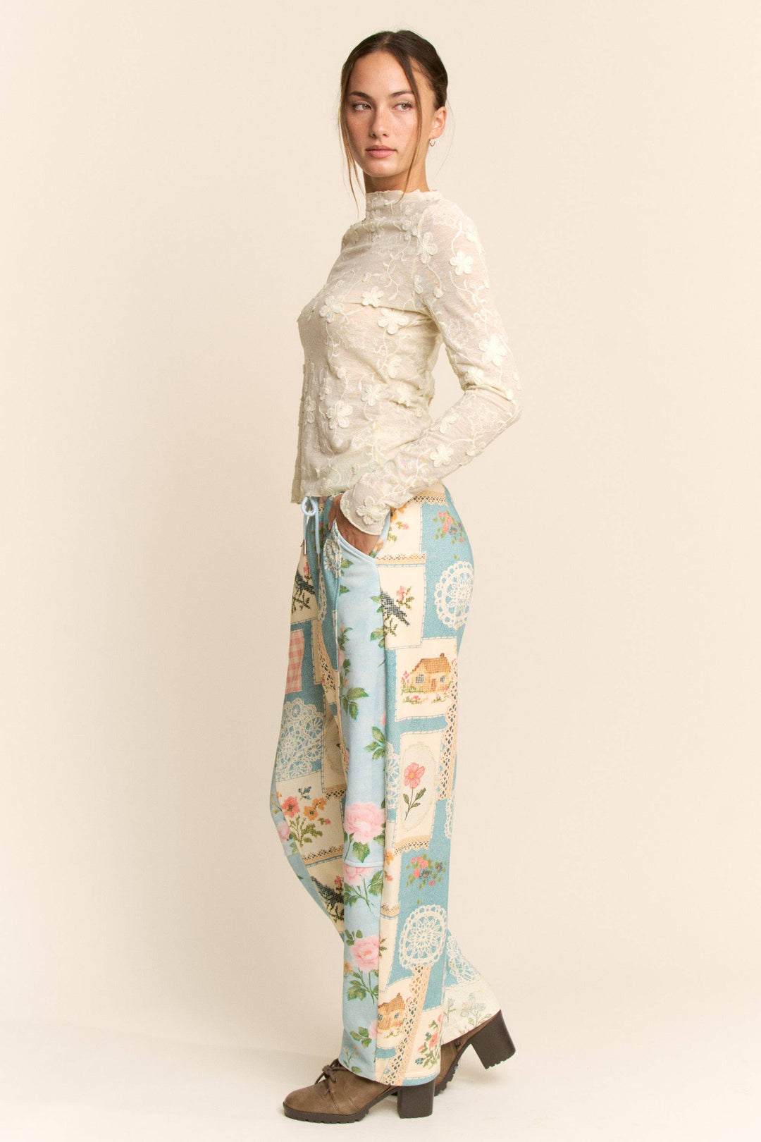 Plus Size Longsleeve Embroidered Mock Neck