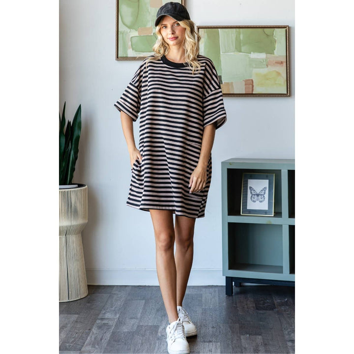 Stripe Knit Pullover Big Top Dress