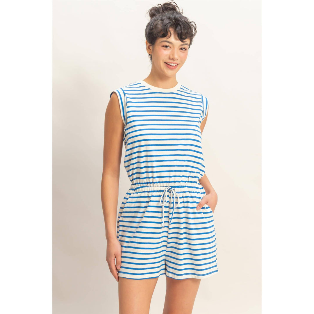 Stassi Sleeveless Drawstring Romper