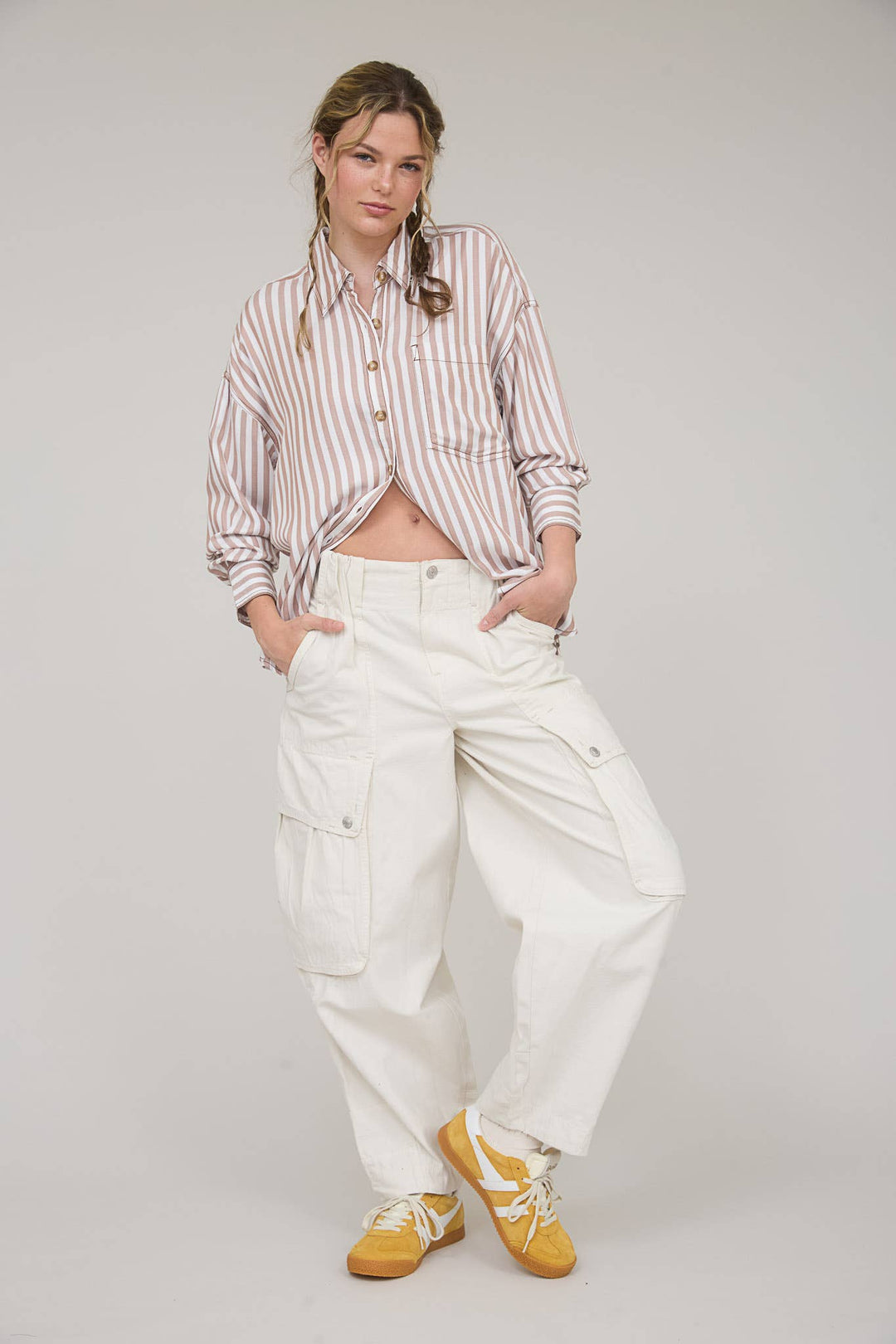 Brownie Striped Collared Long Sleeve