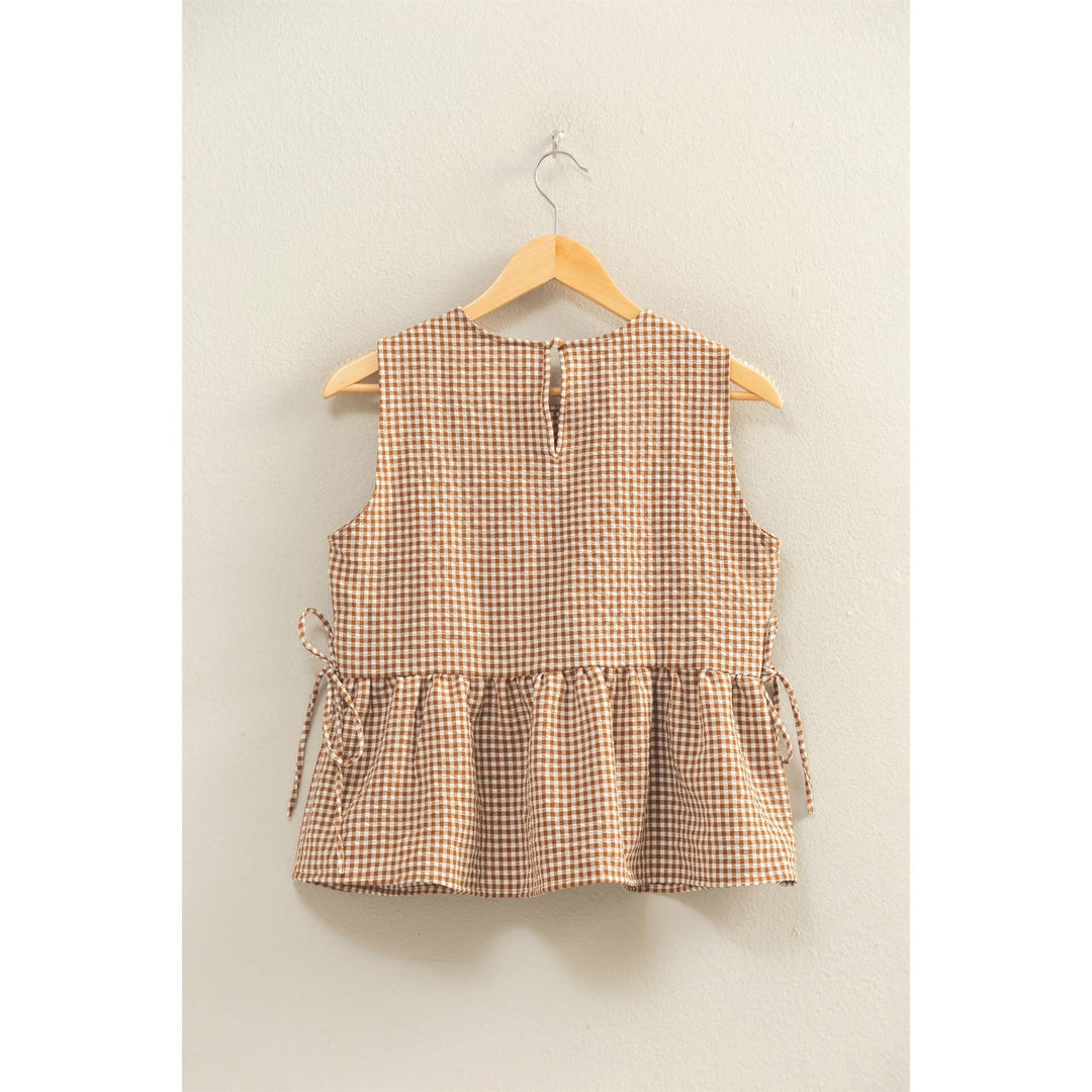 Geri Gingham Sleeveless Peplum Top