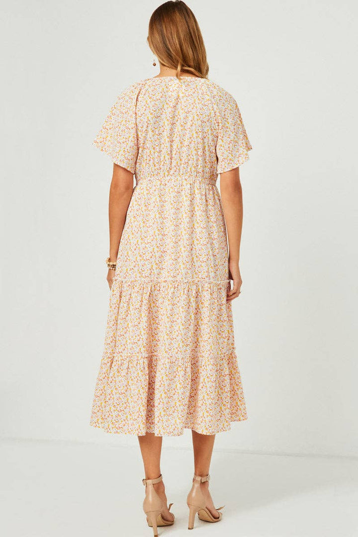 Wendy Floral Panel Smocked Tiered Midi Dress