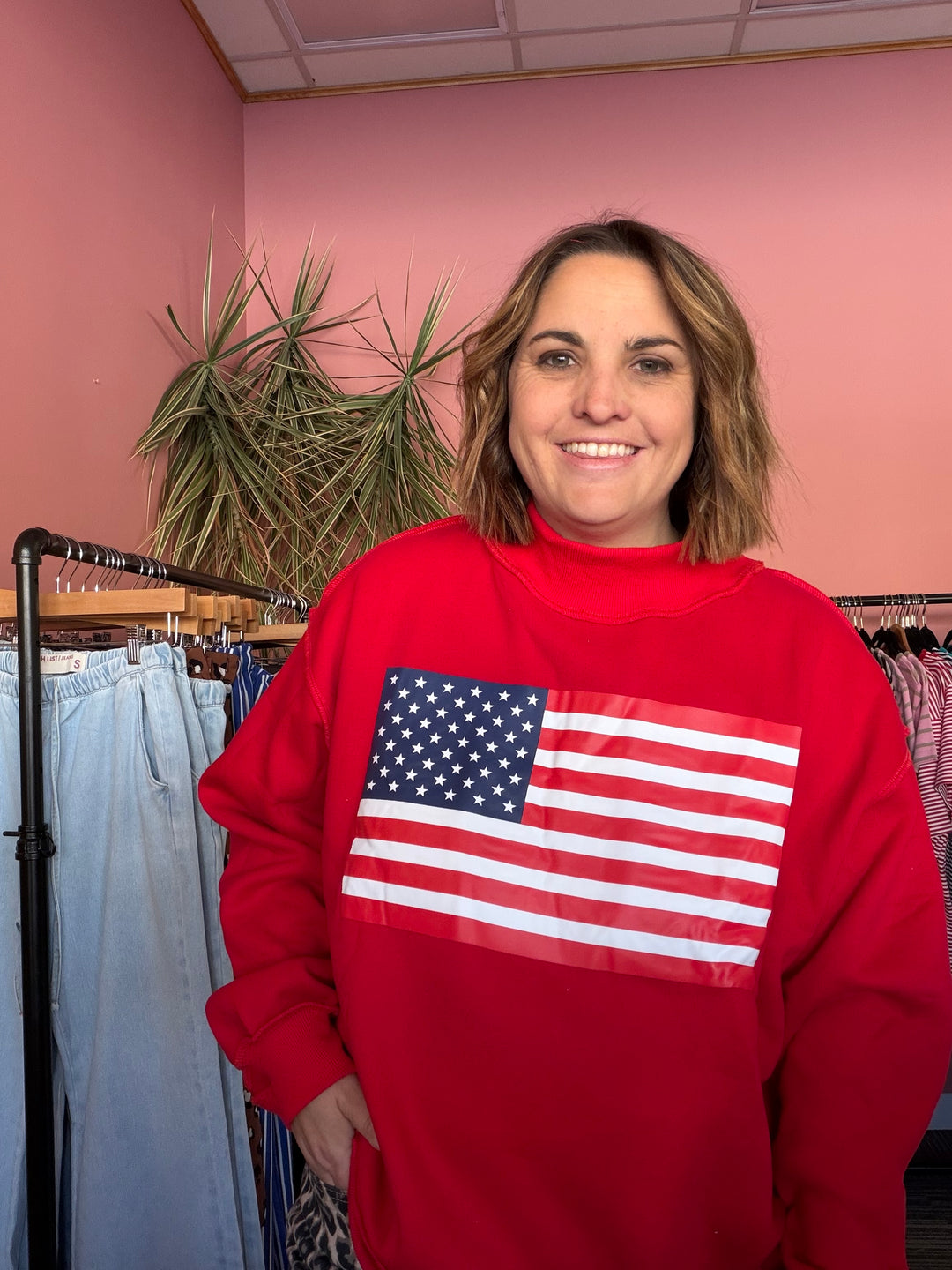 USA Reversible Mock neck crew