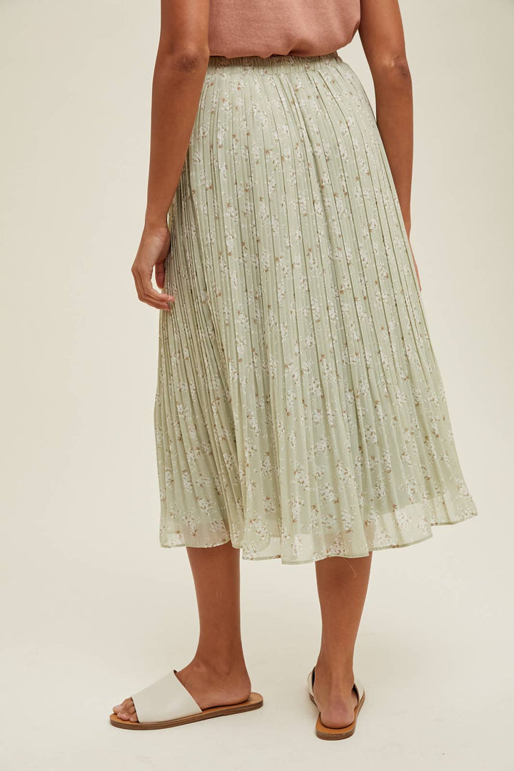 Sage Floral Meadows midi skirt