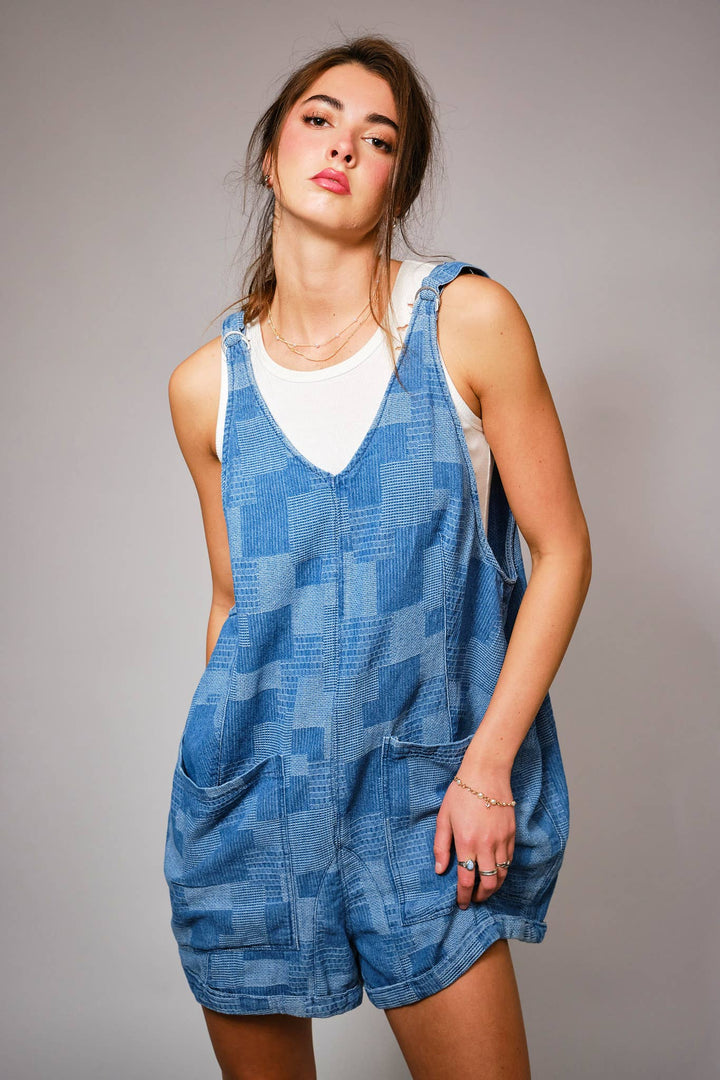 Patchwork Chambray Romper