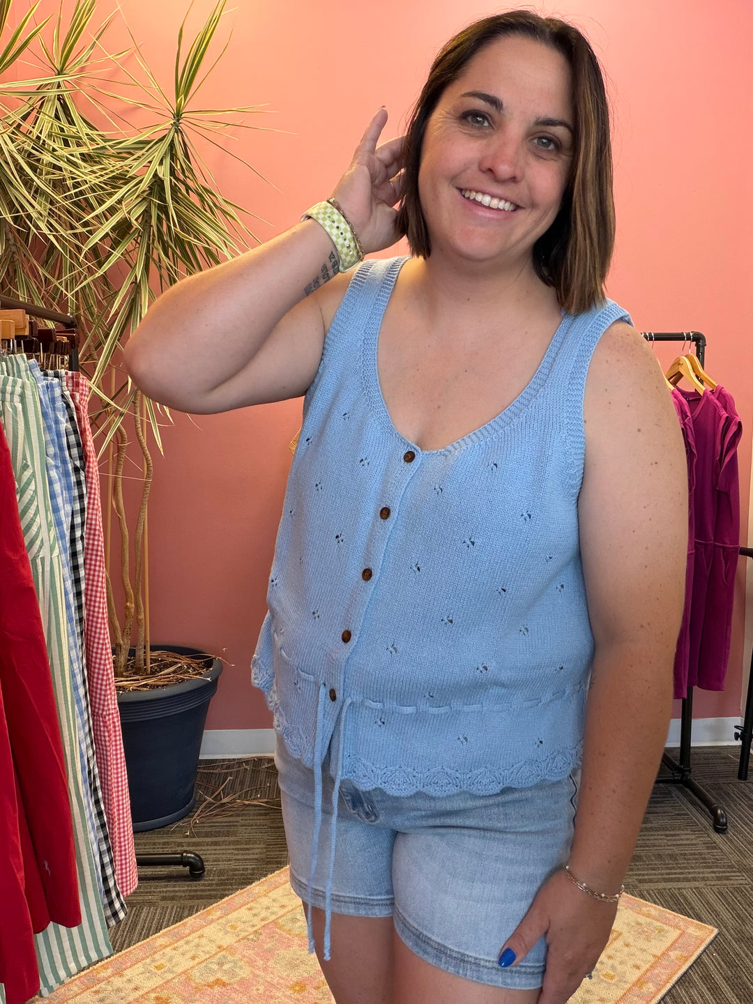 SCALLOP HEM SWEATER TANK TOP