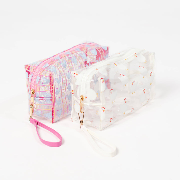 White Chicken Clear Cosmetic Bag - Small