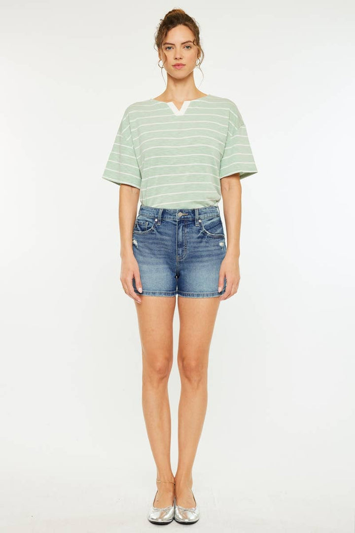 Presley high rise denim mom short