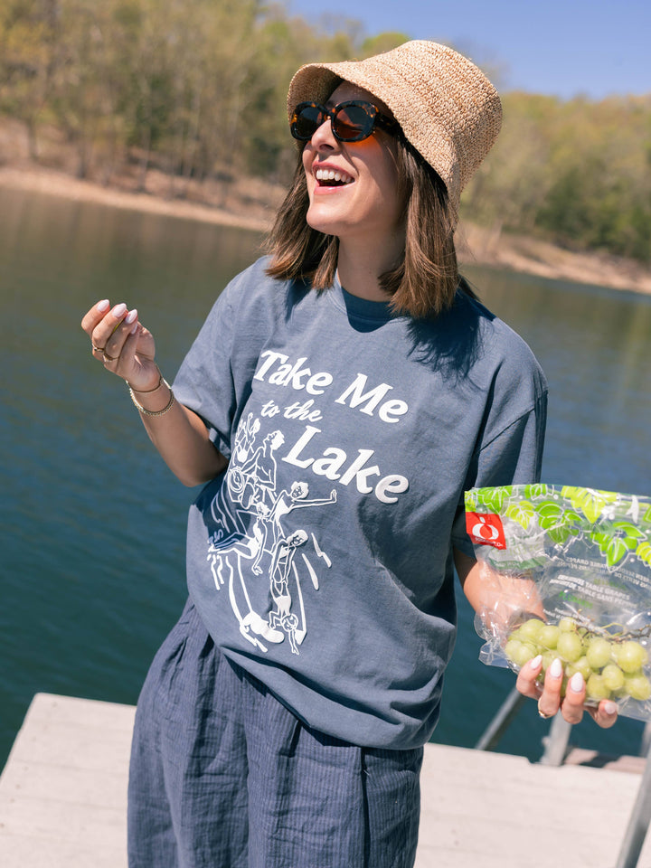 Take me to the lake boat tee