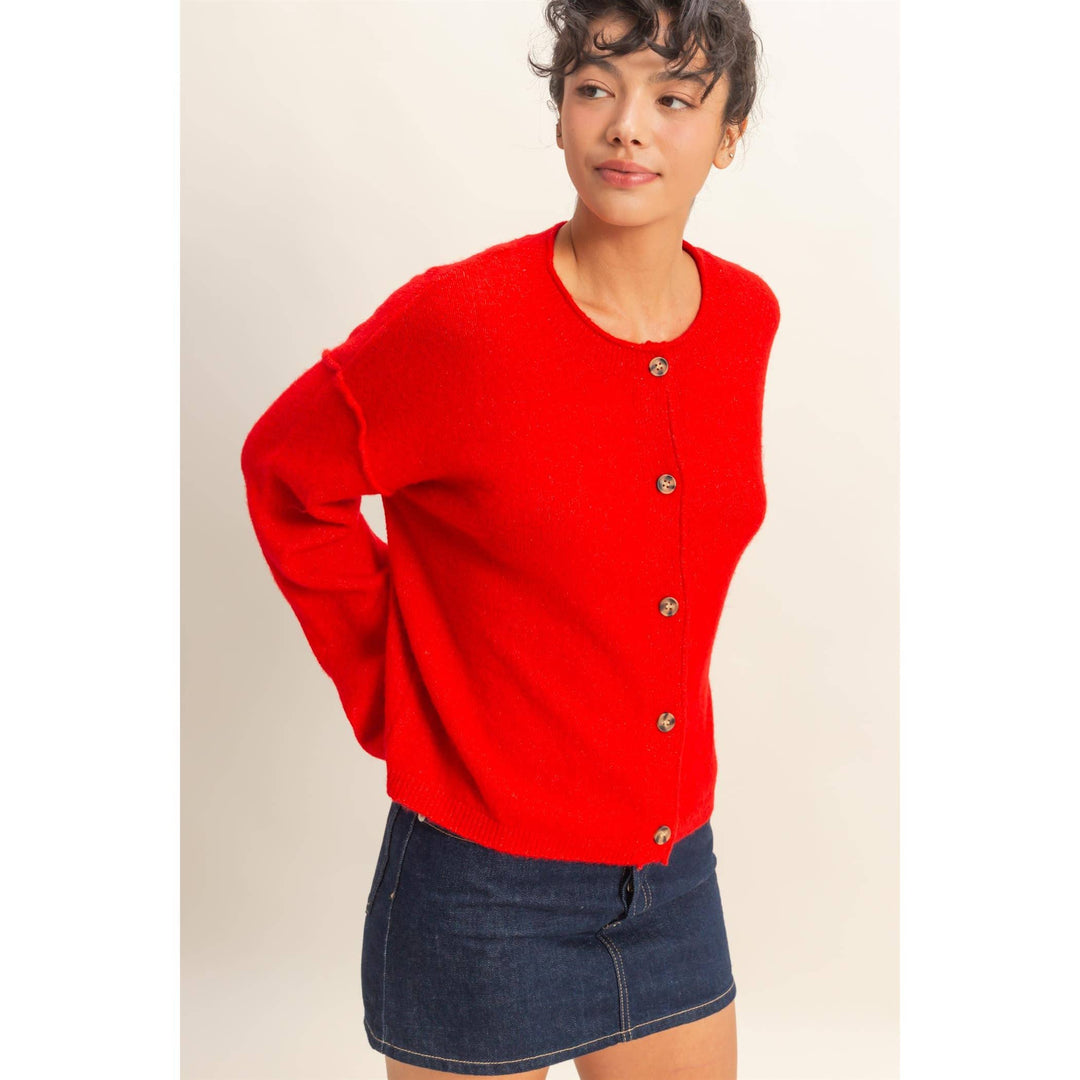 Ruby Red button down cardigan