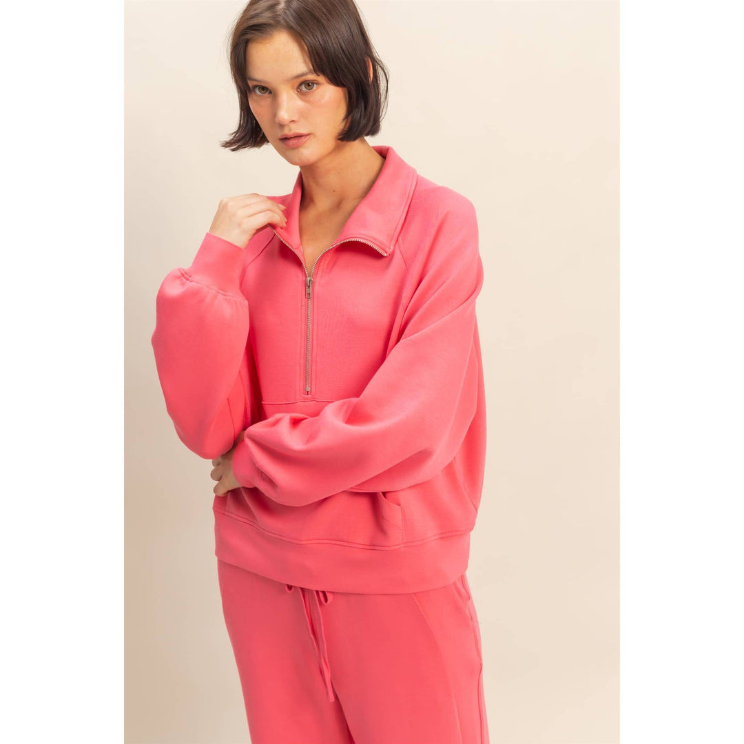Taffy Pink Scuba Half Zip-Up