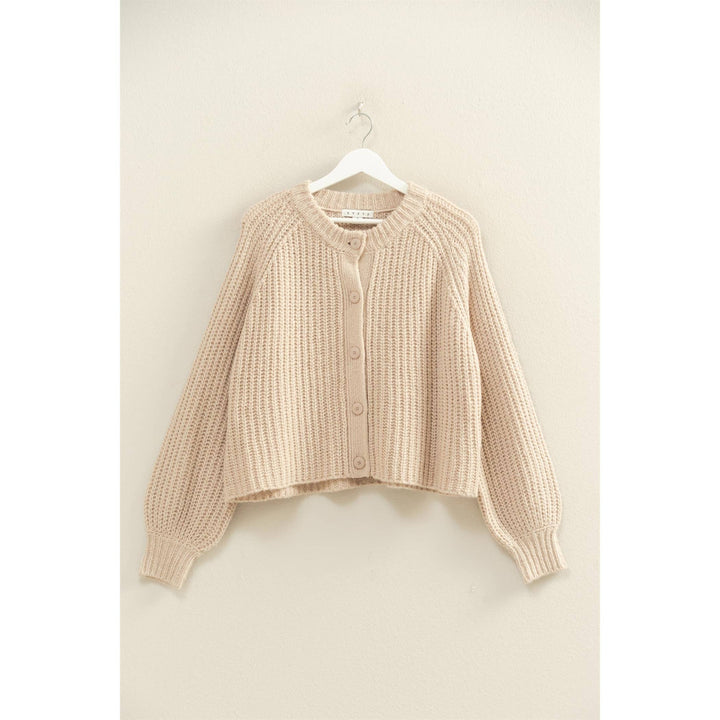 Mocha Button-Front Ribbed Sweater Cardigan