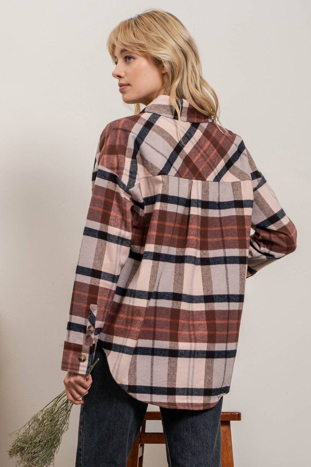PLUS PLAID BUTTON UP LONG SLEEVE