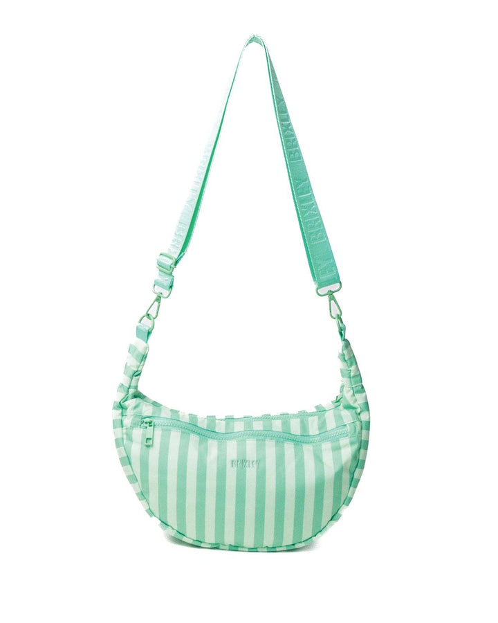 Seafoam Stripe Cresent Bag|Brixley
